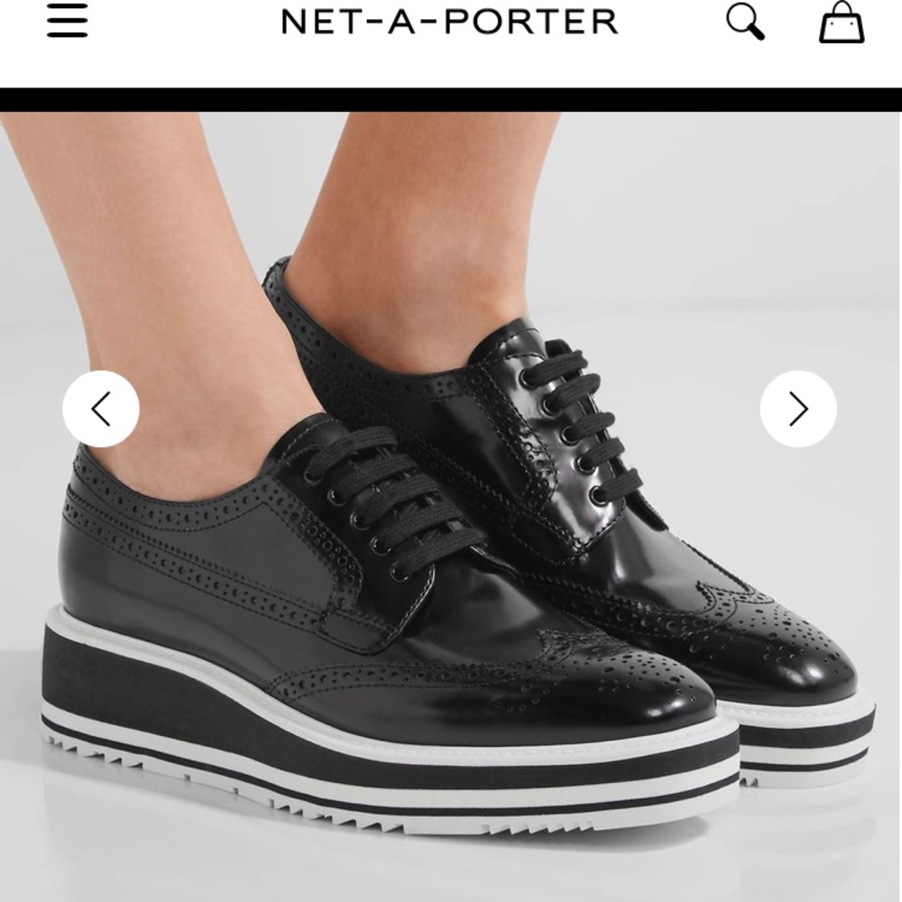 Prada Leather Platform Brogues Wingtip Sneaker
